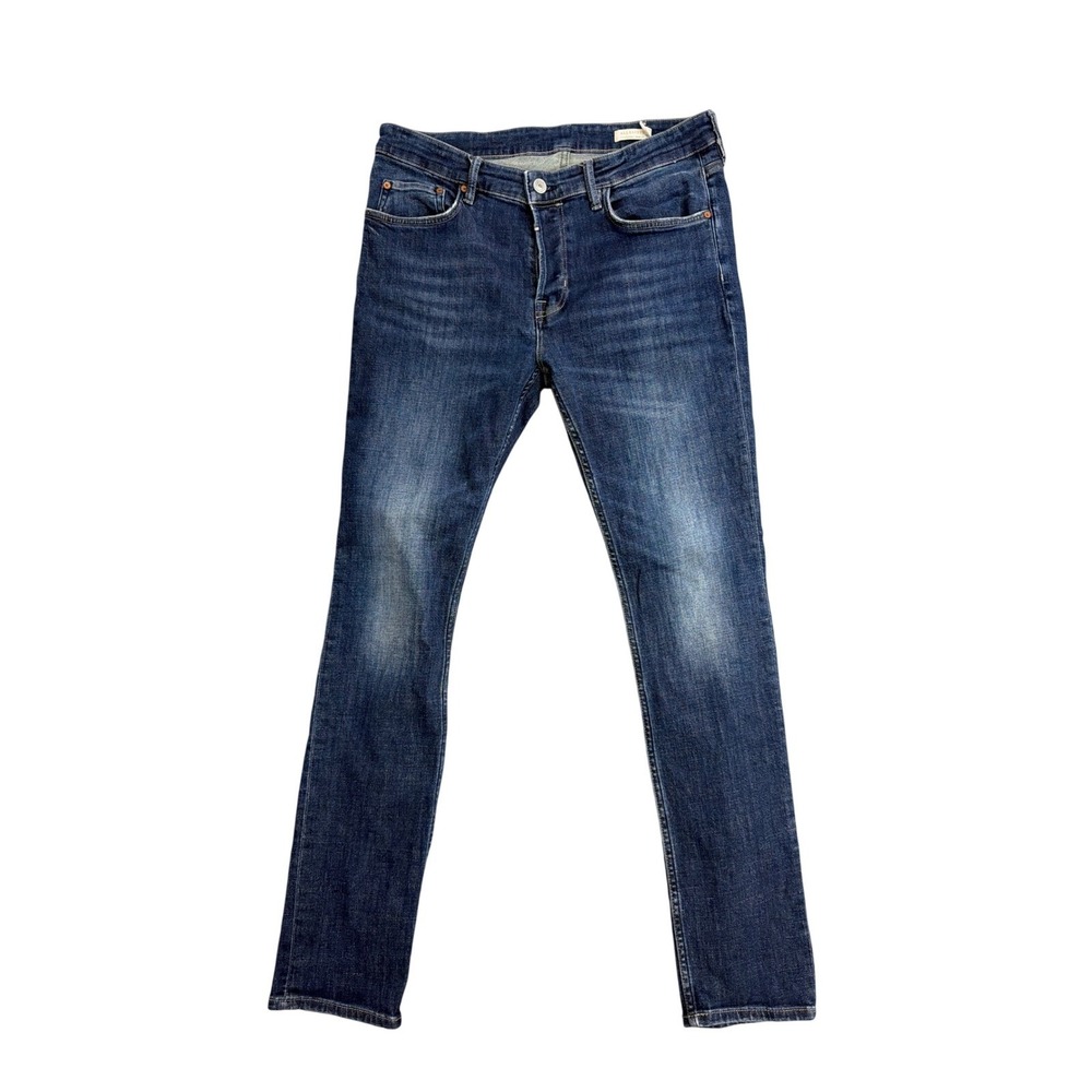 AllSaints Cigarette‎ Skinny Jeans Mens 34x32 Dark Wash Indigo Denim Button Fly